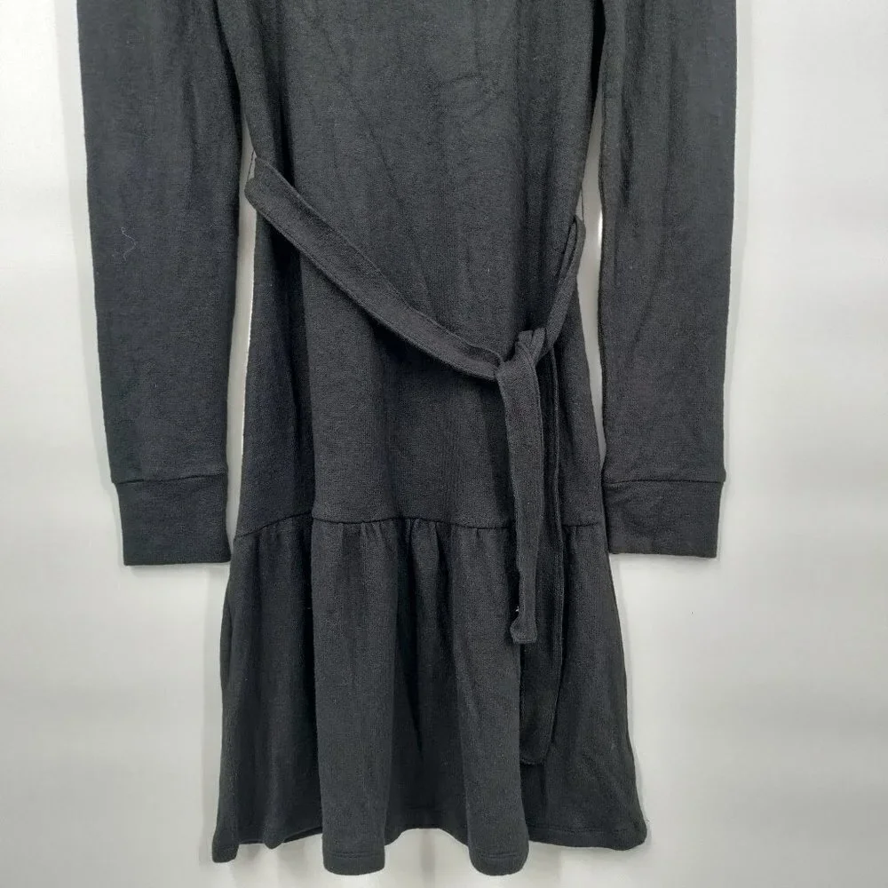 New RDI Long Sleeve Drop Waist Tie Front Sweater Dress Size XS Women Black